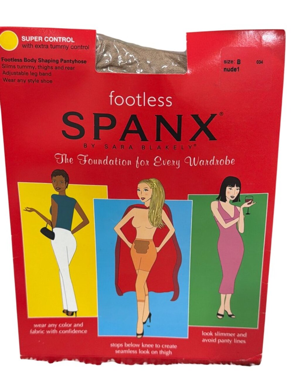 Spanx Footless Body Shaping Pantyhose Nude Size B Adjustable Tummy Control